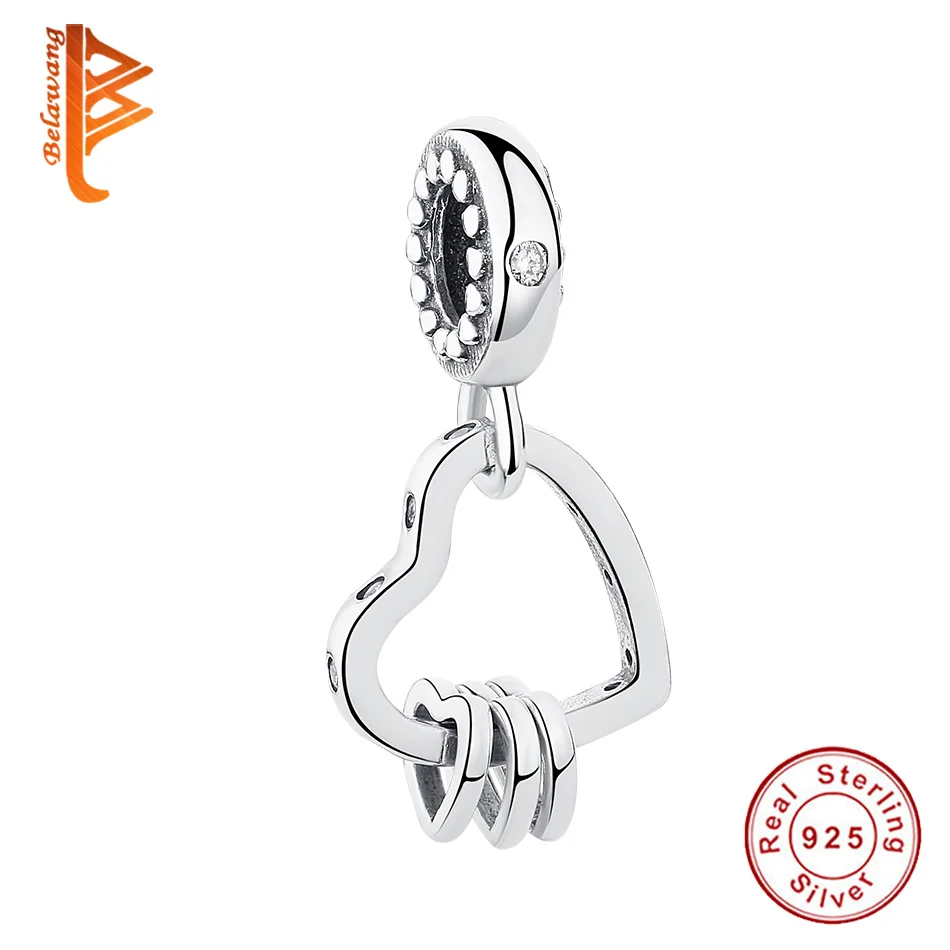 

Authentic 100% 925 Sterling Silver Interlocking Love with Cubic Zirconia Dangle Charms Fit Bracelet Original Jewelry