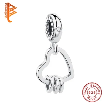 

Authentic 100% 925 Sterling Silver Interlocking Love with Cubic Zirconia Dangle Charms Fit Bracelet Original Jewelry