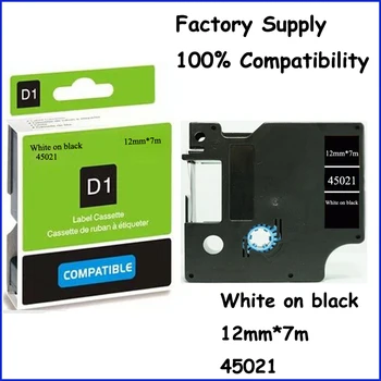

LUDEOU For Dymo D1 45021 12mm Printer Plastic Label Tapes White on Black 12 mm Compatible Dymo Machine Refill Roll Ribbon Tapes