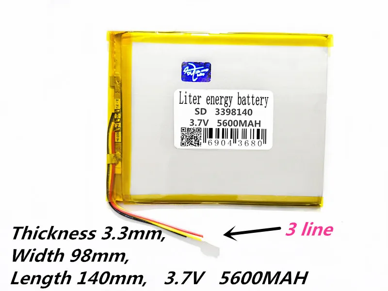 3 line Tablet PC battery capacity 3398140 3.7V 30100140 3098142 5600mA