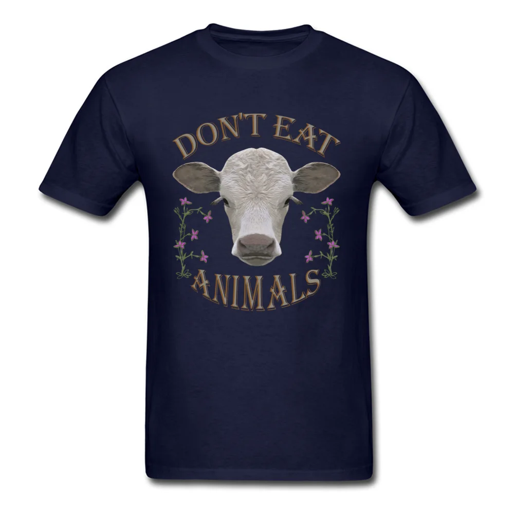 DONT EAT ANIMALS T Shirt Short Sleeve Hip hop Prevailing Mens Autumn Tops & Tees Hip hop Tee Shirts Crew Neck All Cotton DONT EAT ANIMALS navy