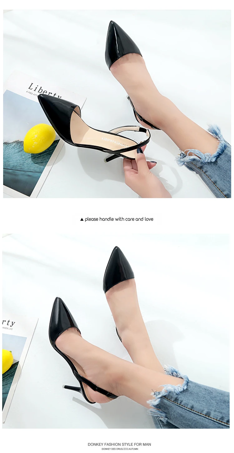 Summer woman High heels shoes Ladies Sexy Pointed Toe pumps Buckle heels dress wedding shoes Thin Heels Zapatos Mujer f026