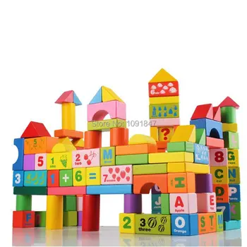 

100pcs Alphanumeric Wooden Tower Block Toy for Children Stacker Extract Building Educational Colorful Toy