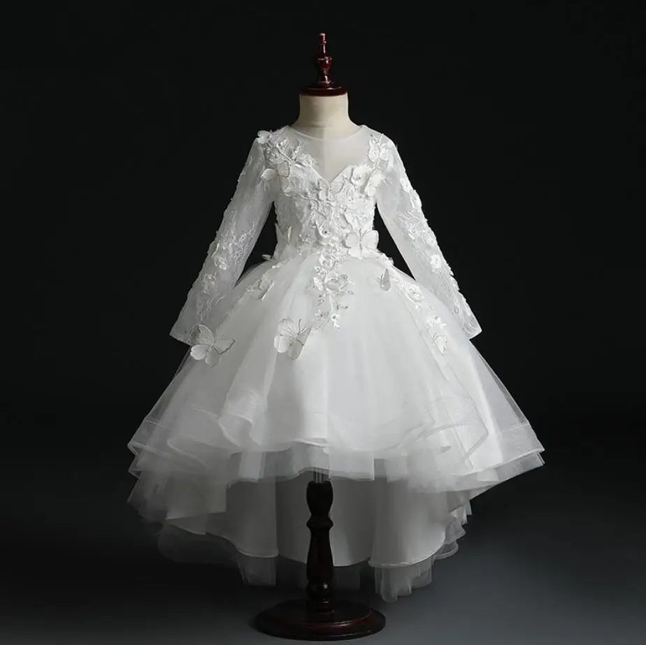 Бисерные Аппликации Тюль выпускное платье с цветочным узором для девочек на свадьбу платье для дня рождения платье для крещения с цветочным рисунком платье для первого причастия