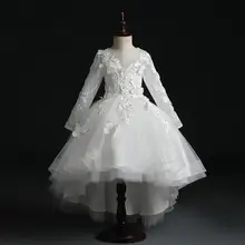 Бисерные Аппликации Тюль выпускное платье с цветочным узором для девочек на свадьбу платье для дня рождения платье для крещения с цветочным рисунком платье для первого причастия