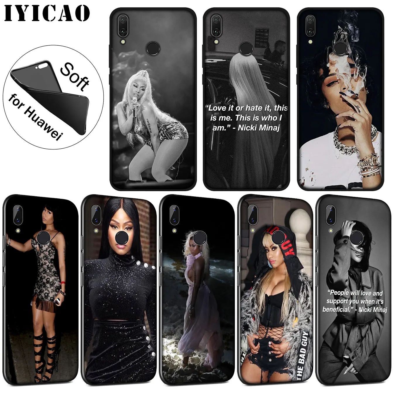 

IYICAO Nicki Minaj Original Soft Silicone Case for Huawei P30 P20 Pro P10 P9 P8 Lite Mini 2017 2016 2015 P smart Z 2019 Cover