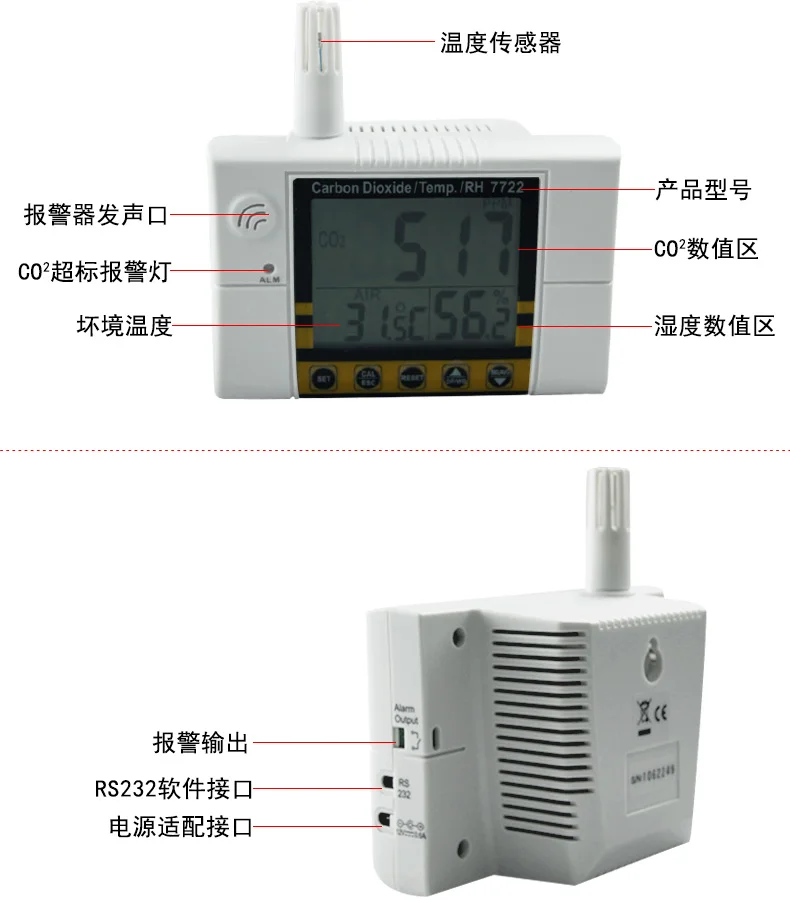 Настенный углекислого газа Тестер CO2 детектор газа AZ7722