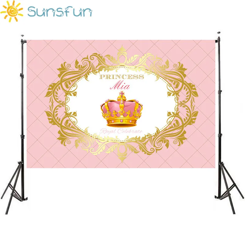 Sunsfun фотографии фоном розовый корона принцессы на день Рождения Праздновать фон photocall фото-студия печатной