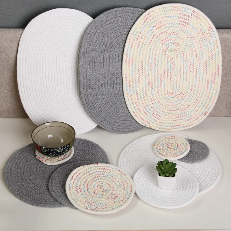 

1pc Thick Knitting Cotton Heat Insulation Table Protect Dinnerware Mat Tablemat Plate Dish Dinner Bowl Cup Pad Non-slip Placemat