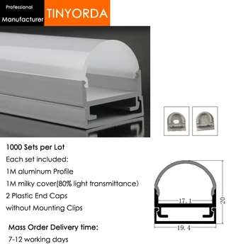 

Tinyorda 1000Pcs (1M Length) Led Alu Profile Led Channel Profil for 17mm LED Strip Light 1M LED Profile Alu Profile channel