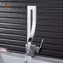 ZGRK Basin Faucets Single Handle Deck Mounted Chrome Brass Square Tall Bathroom Sink Faucet Hot And Cold Mixer Water Tap zgrk deck mounted antique brass faucet single hole dual handle bathroom faucets basin mixer tap
