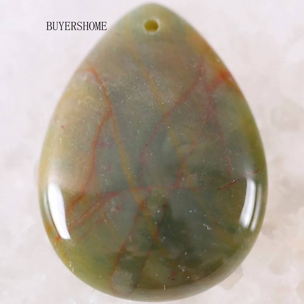 

Free Shipping Natural Stone Water Drop Green India Onyx Pendant 1Pcs K215