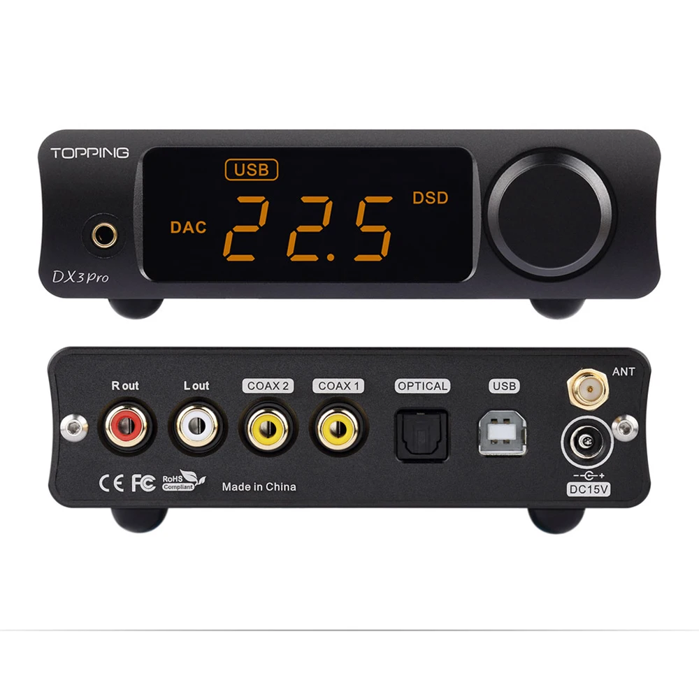 Hi Fi ЦАП TOPPING DX3 PRO Bluetooth 5 0 XMOS XU208 AKM AK4493EQ * 2 USB DSD512 768 кГц 32 бит|Цифро-аналоговые