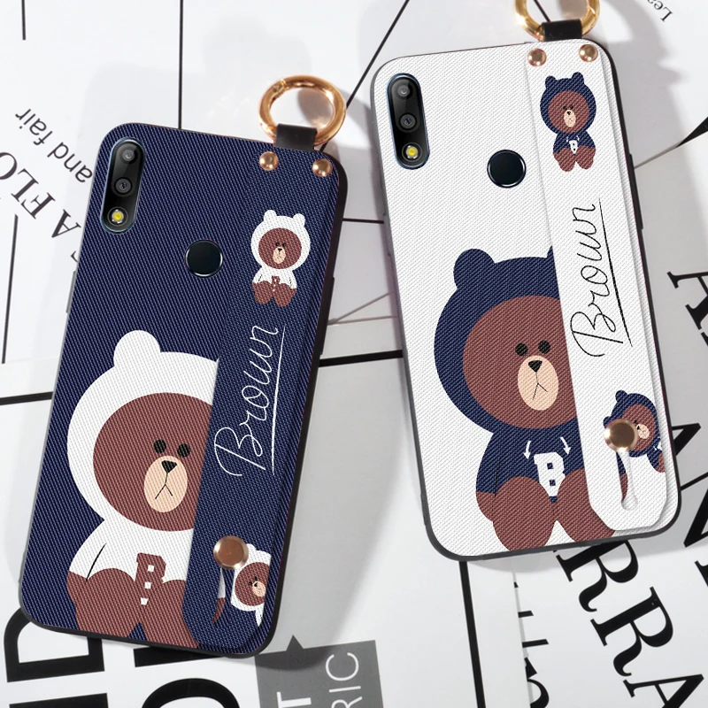 

Cute Brown Bear Strap Case For Asus Zenfone Max Pro M2 ZB631KL ZB633KL Silicone Cases For Asus 5Z ZE620KL ZS620KL Back Cover