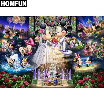 

HOMFUN Full Square/Round Drill 5D DIY Diamond Painting "Mouse wedding" Embroidery Cross Stitch 5D Home Decor Gift