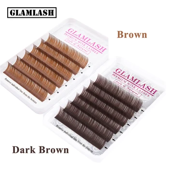 

GLAMLASH Premium Brown Dark Brown Eyelash Extension Individual brown faux mink silk false eye lashes extension makeup cilios