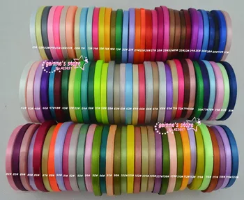 

new arrive-1/4''(6mm) single face satin ribbon polyester ribbon 10roll(25yaard/roll) mix 10 colors 120 colors can option