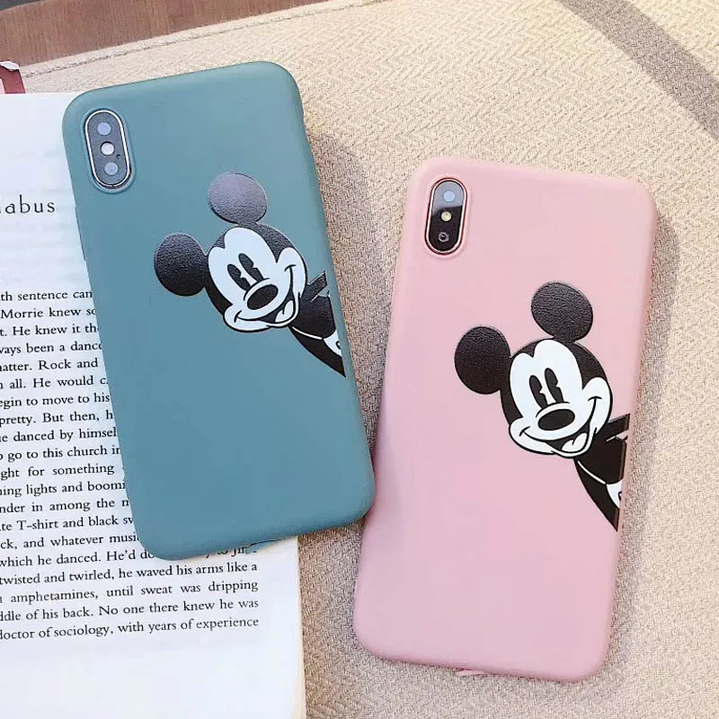 Cartoon Mickey Mouse Phone Case For iphone XS Max XR Soft Scrub TPU