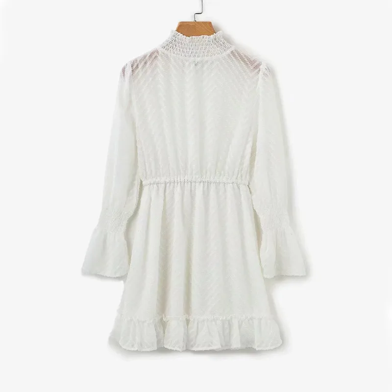 yinlinhe striped white sexy Transparent women dress long sleeve black turtleneck autumn dress slim waist elegant Vestido 9