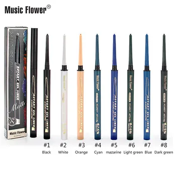 

24pcs Music Flower Gel Eyeliner Automatic Waterproof Makeup Black Eye Liner Long Lasting Natural Eyeliner Pencil Shimmer Blue