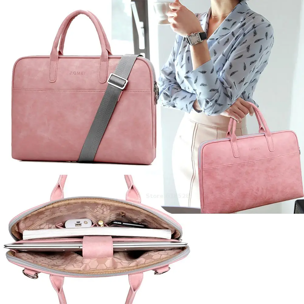 Fashion Pu Waterproof Scratch-resistant Laptop Briefcase 13 14 15 inch Notebook Shoulder Bag Carry Case For women and men