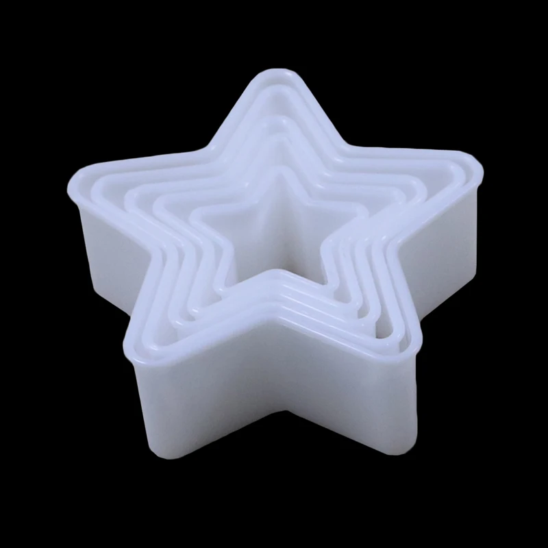 

5pcs/set Star Shaped Plastic Cake Mold Cookie Cutter Biscuit Stamp Fondant Cake Decorating Tools Clay Chocolate Cutting