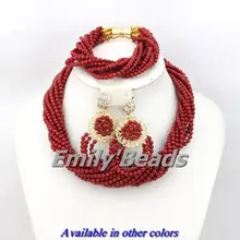 Нигерийские Свадебные африканские красные коралловые бусины набор украшений для костюма африканские индийские ожерелье бижутерия с бусинками Набор CJ239