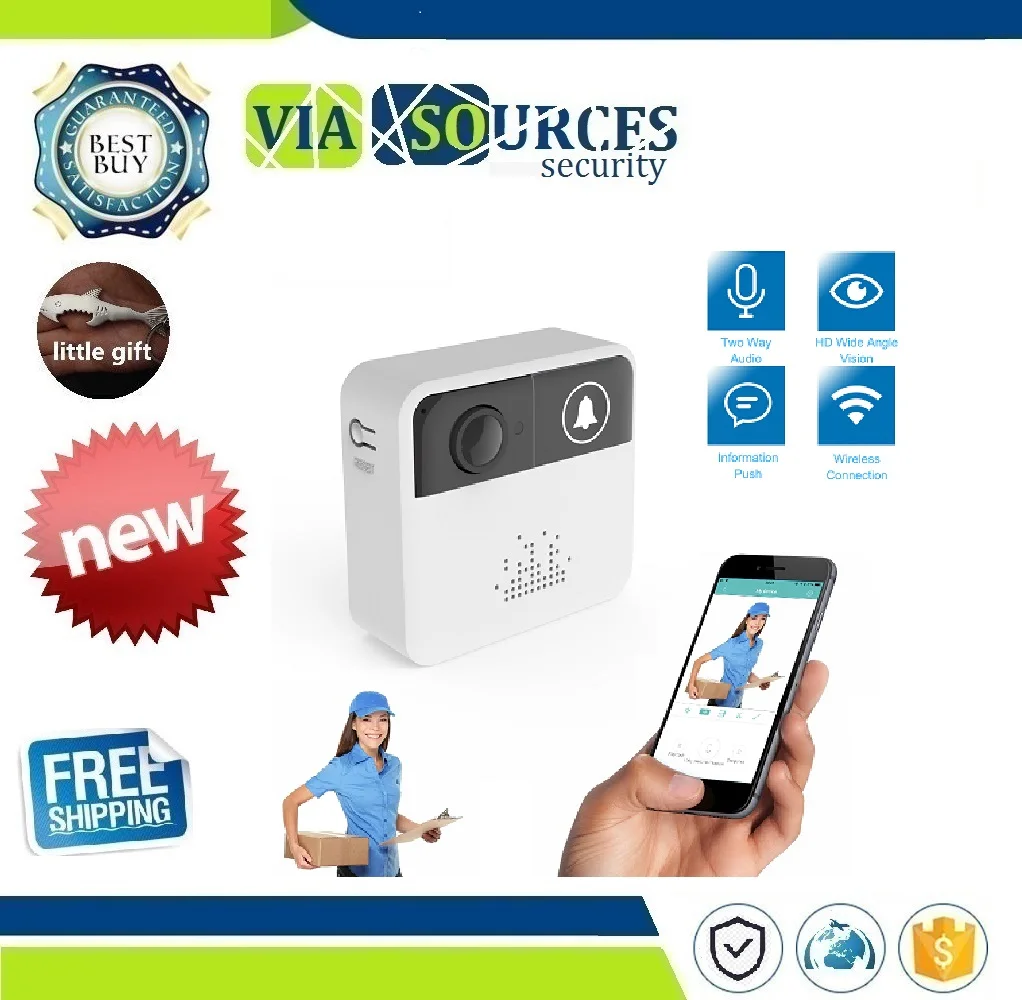 

720P HD Wireless WIFI Doorbell Battery Door Camera Two Way Audio Intercom IP Door Bell Home Security APP Control