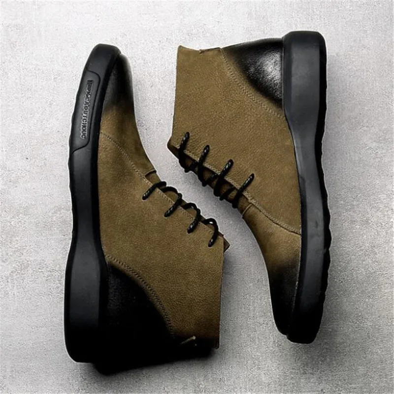 Мужские осенние ботинки из натуральной кожи высокого качества зимние