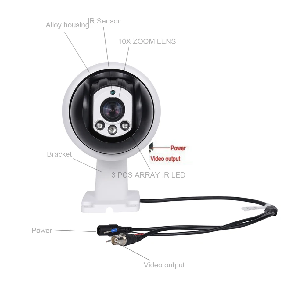 5MP 10X 5inch Mini PTZ Camera 1080P 10X Zoom 30M IR Range Middel Speed Dome CCTV Camera AHD PTZ Camera 