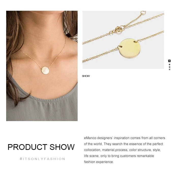 CC длинное ожерелье из нержавеющей стали для женщин, круглая подвеска, серебряное, золотое, простое ожерелье на цепочке, модное ювелирное изделие