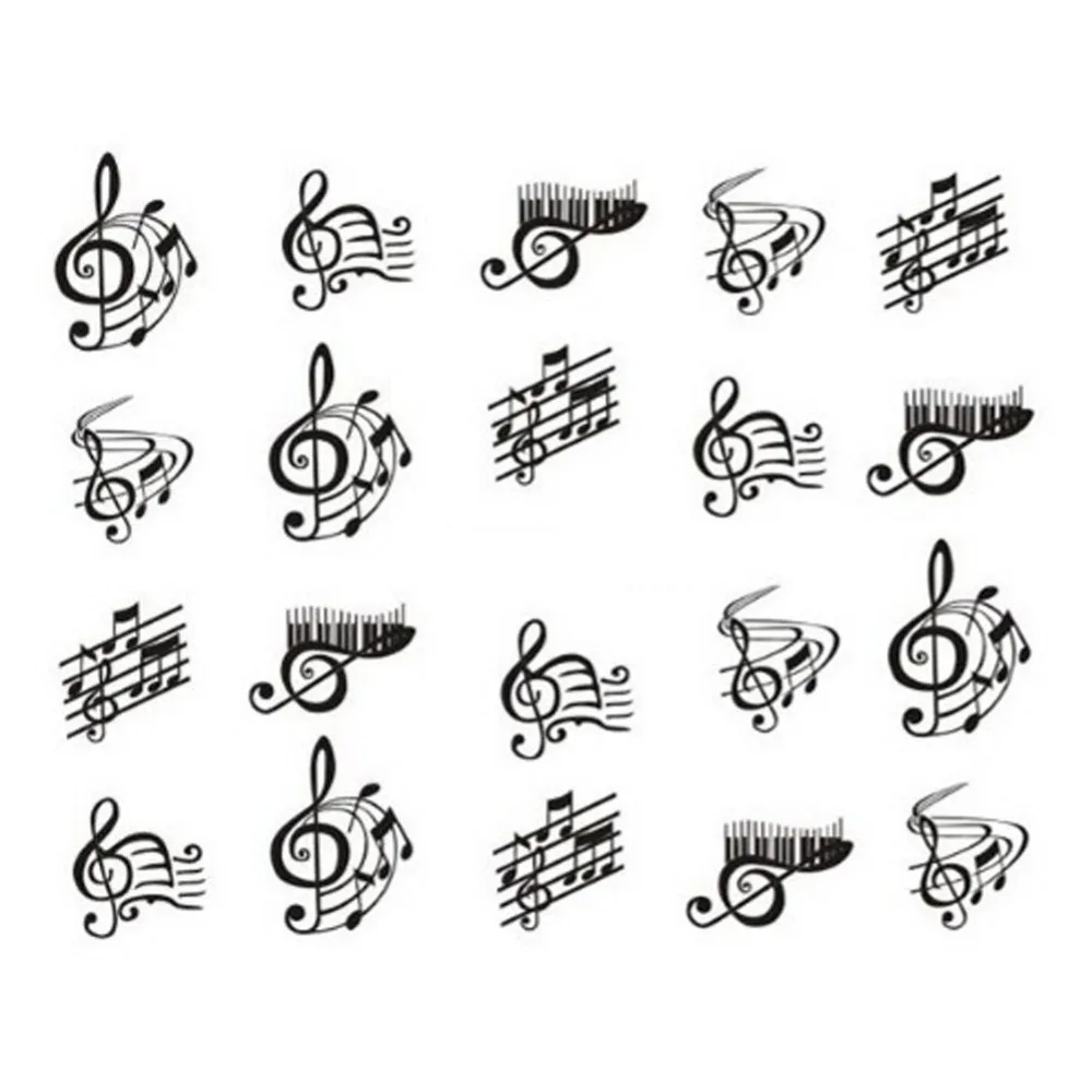 

1sheets New Decals DIY Designs Music Notes Crazy Stickers Nail Art Water Mark French Tips Decorations Polish Care Tools