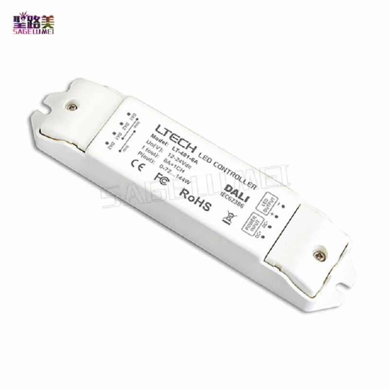

LTECH DALI LED Dimming Driver Constant Voltage DC12V-24V Input 6A*1CH Output led controller LT-401-6A for led single strip tape