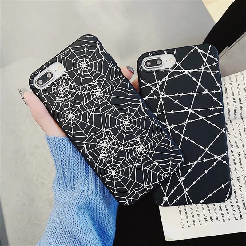 

JAMULAR Cool Spider web Black Silicone Case Cover For iPhone 6 6s XR XS MAX XR X 8 Plus Soft Matte Phone Coque For iPhone 7 Capa