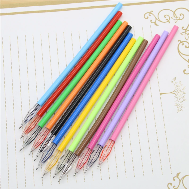 

12 Pcs Diamond Head Factory Direct Creative Stationery Candy-color Gel Pen Refills For The Core 0.38mm 12 Color