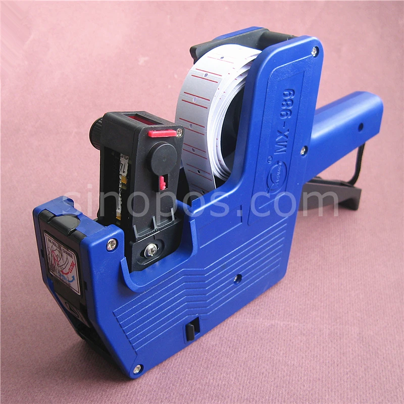 Ekonomi Harga Label Gun Satu Baris & Enam Digit Manual, toko harga tag  sticker gun labeller, rol Tinta isi ulang harga labeler