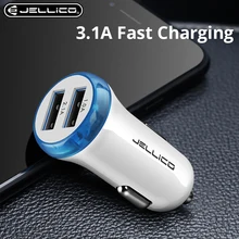 Автомобильное зарядное устройство Jellico с двумя usb-портами для телефона, 5 В, 3,1 А, зарядное устройство для мобильного телефона, для iPhone, быстрое зарядное устройство USB, адаптер для автомобиля, для планшетов