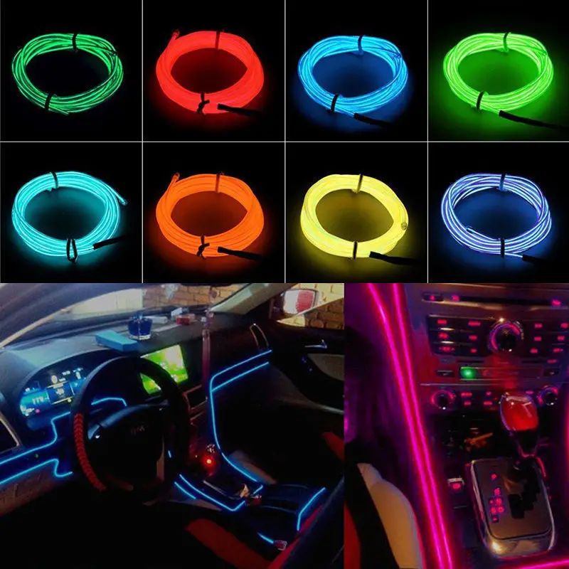 

DC 12V Flexible Led Car Interior Mouldings 3M For Car Atmosphere Lamp Colorful Cold Light Line Car-styling Auto Accessories