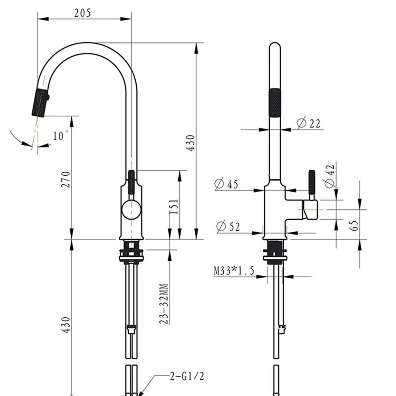  Quyanre Pull Out Kitchen Faucet Brushed Bronze Gold Kitchen Sink Water Tap 360 Rotation Kitchen Mix - 33030586839