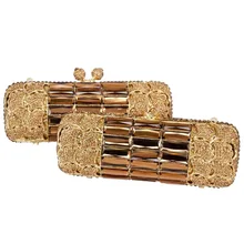 Золотой силиндриситы сумки с кристаллами изысканные вечерние сумки вечерние кошелек свадебные сумочки женские сумки на ремешке A34