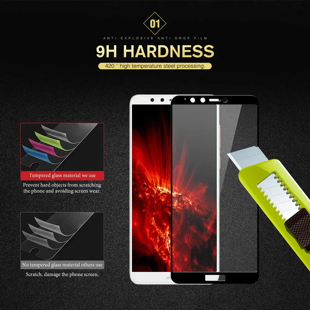 Закаленное стекло Fintorp для huawei Y7 prime Y3 2017 Y6 Y9 Y5 2018 защита экрана Huawei Honor G8 9 9i V8 Play Mate 8