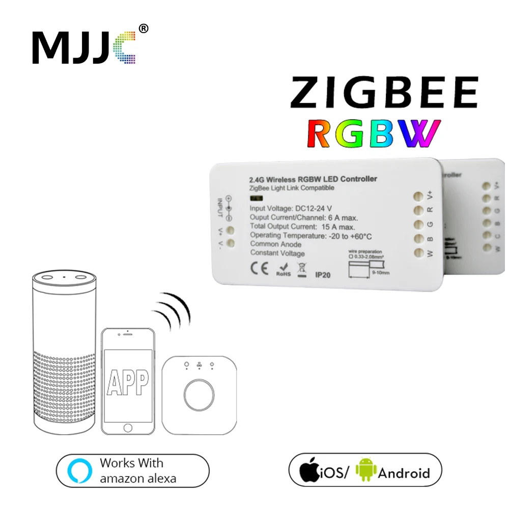 ZIGBEE RGB+CCT RGBW Controller 12V/24V 5050 Led Strip Dimmable For Alexa Google
