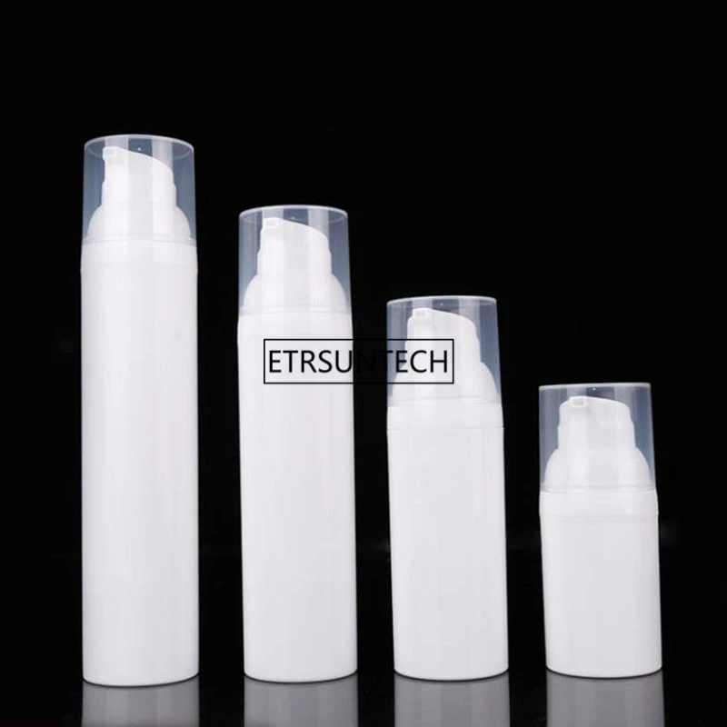 

100pcs 30ml 50ml 75ml 100ml Travel PP white airless lotion pump bottle with plastic pump Refillable Airless bottle F2959