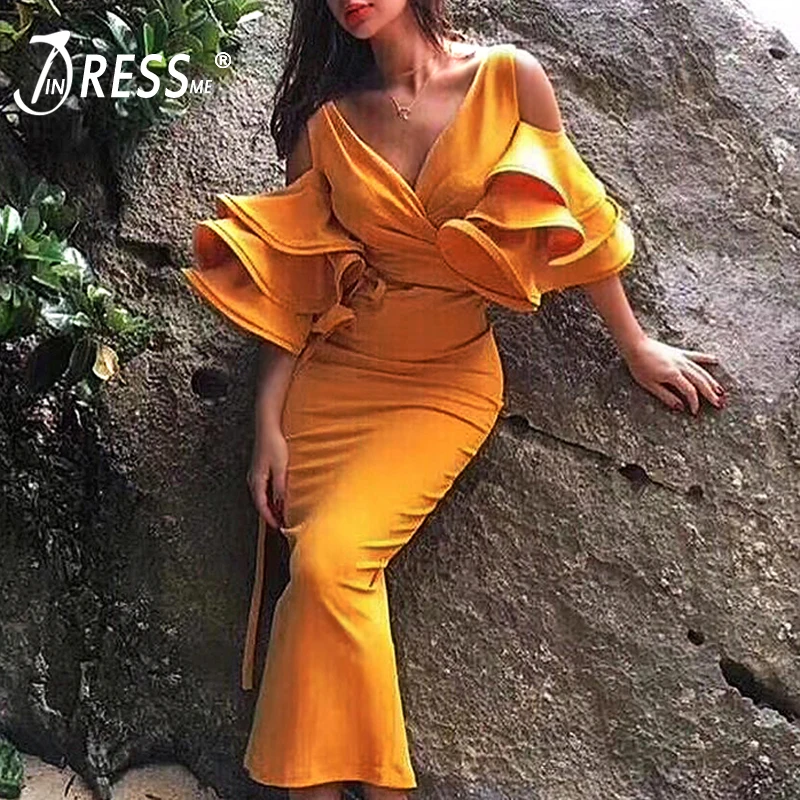 Aliexpress.com : Buy INDRESSME 2019 New Women Yellow Ruffle Butterfly