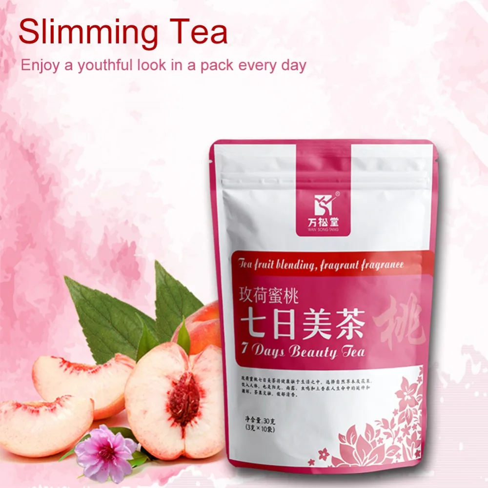 

10 Teabags Slimming Tea Peach Product Weight Loss Detox Body Herbal Skinny Tea Yoga Effective Fat Tea