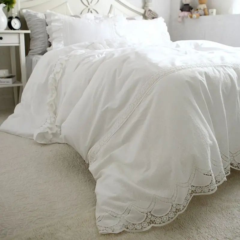 Top Luxury Bedding Set Embroidered Lace Duvet Cover Quality Satin