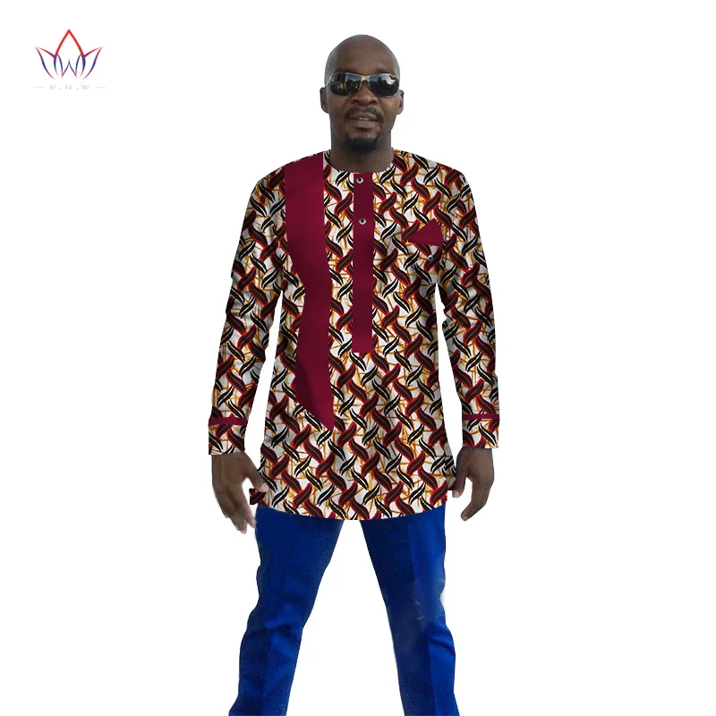 Новые Дашики мужские рубашки с длинным рукавом мужская африканская одежда размера плюс 6XL Африканский стиль мужские s принт хлопок воск Топы BRW WYN110