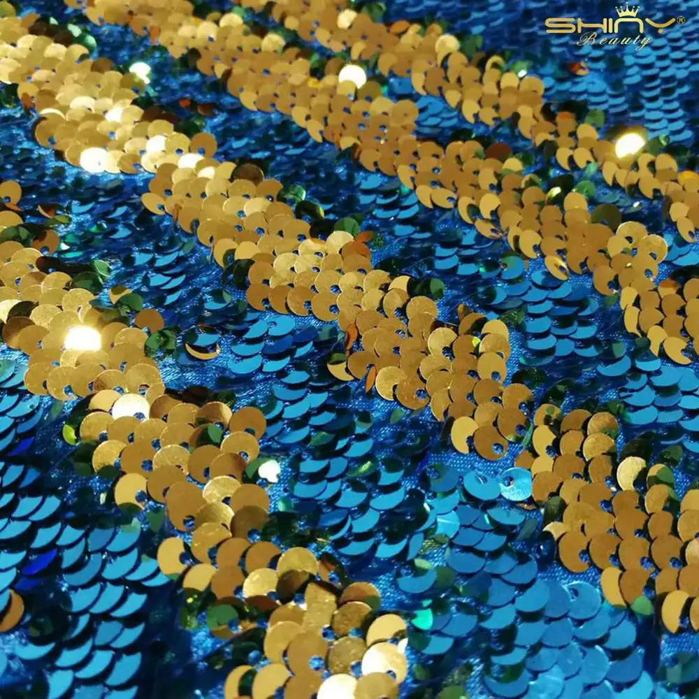 Turquoise to Gold 240x245 см золото/черный/розовый ткань с обратимой Блестки для платья/скатерти/Свадебные украшения/фон material-0615C - Цвет: Turquoise to Gold