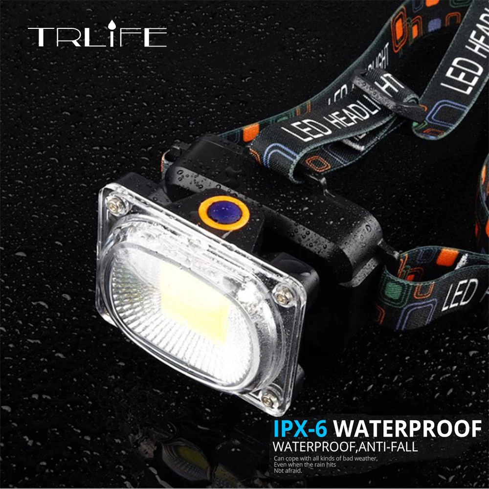 

Waterproof Multicolor COB LED Headlight Rechargeable Head Lamp Torch 3-Mode 18650 Battery Hunting Fishing Lighting led Headlamp