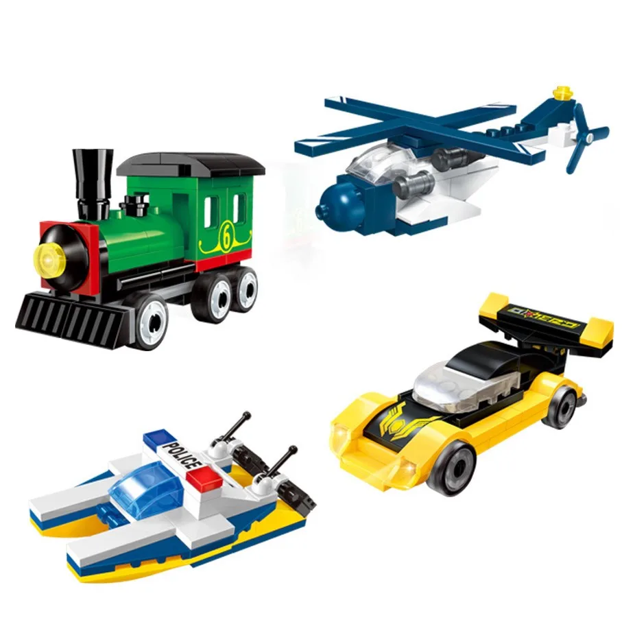 تجميع Legoed مركبة هليكوبتر سباق سيارة قطار قارب اللبنات التعليمية لعب للأطفال متوافق Legoed